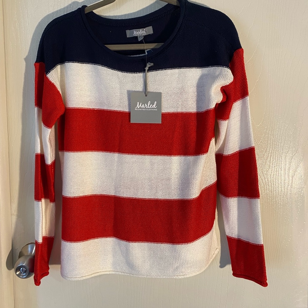 Marled Red, White & Blue Sweater